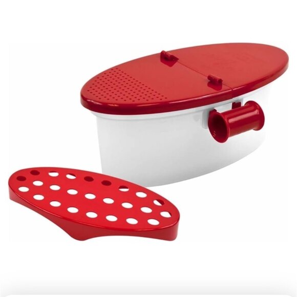 As Seen On TV Microwave Pasta Boat Strainer Vegetable Steamer Lid Rack Cook Kitc - Picture 9 of 13